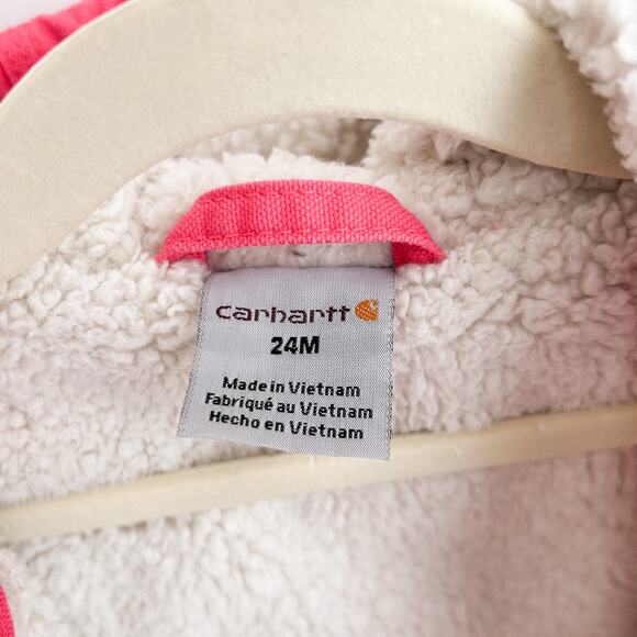 Carhartt Toddler Zip Front Canvas Insulated Hooded Jacket Size 24 Months Pink - Picture 4 of 5